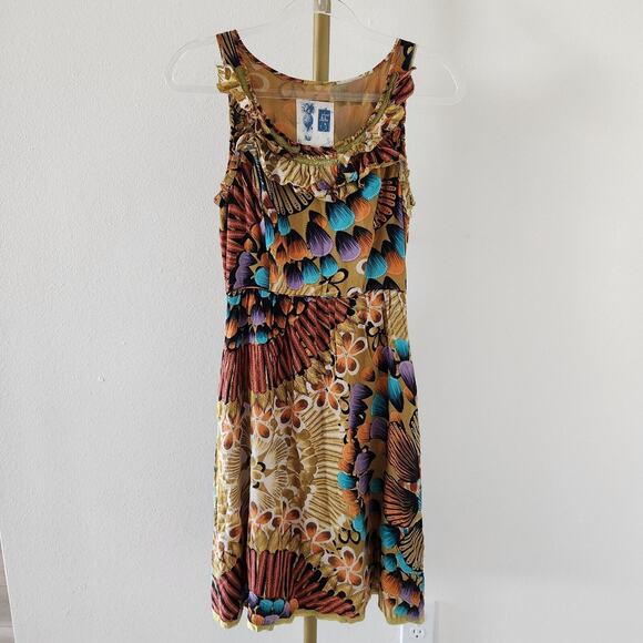 Anthropologie Edme & Esyllte Lapulla Dress Womens Size 0 Patterned Silk - Picture 1 of 6